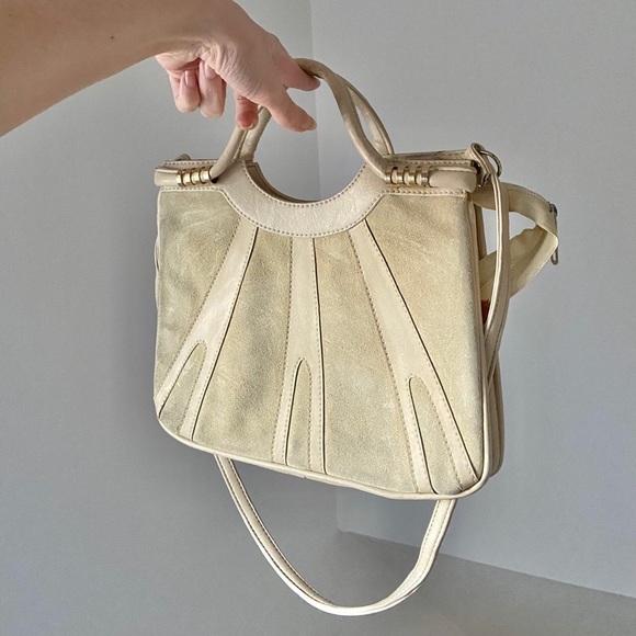 Vintage cream leather handbag - Picture 3 of 3